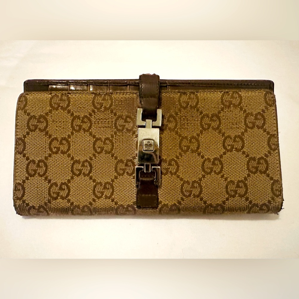 Vintage Gucci Jackie Continental Monogrammed Long Wallet